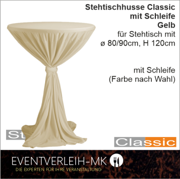 Stehtischhusse gelb mit Schleife - INKL. REINIGUNG & BÜGELN